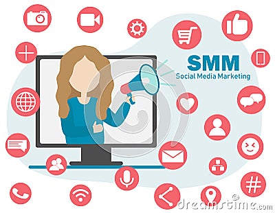 SMM strategy. Vector illustration for web banner, infographics, mobile. Vector Illustration